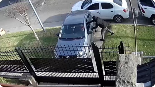 Pánico: delincuentes intentaron robarle el auto a una señora que salía de su casa y los echó a los bocinazos